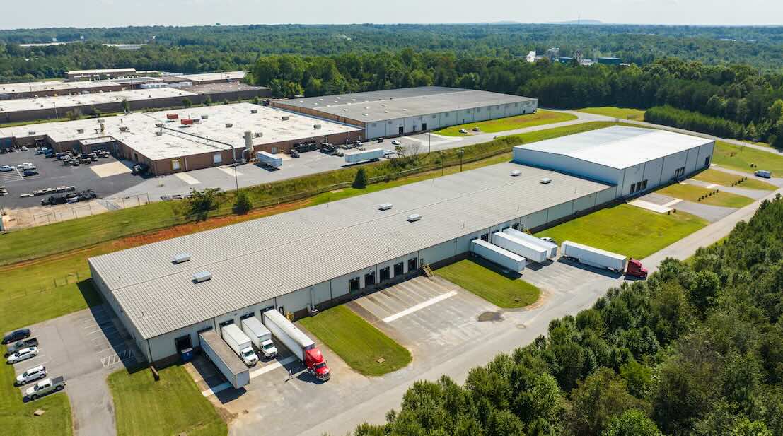 Aerial view of the expansive Deborah Herman facility for food grade warehousing in Charlotte NC.
